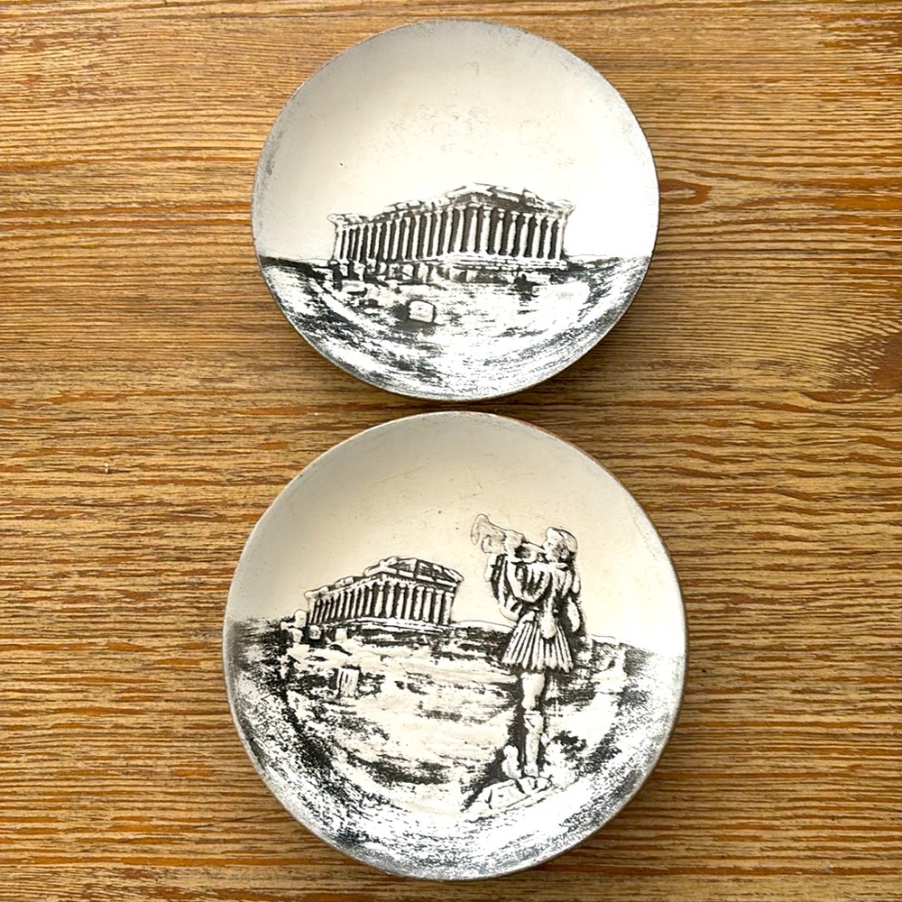 2 Vintage Decorative Dishes from Greece of the Acropolis